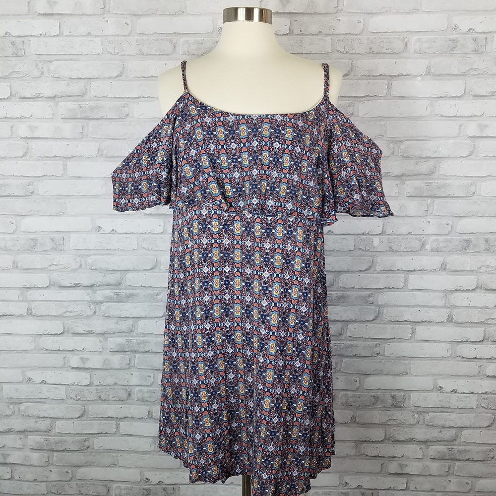 BOBEAU Floral Boho Gauze Cold Shoulder Min…